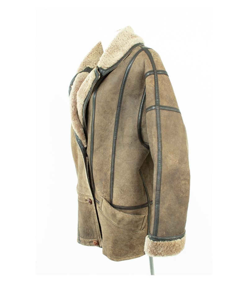 Christ Lammfelljacke Damen Echtfell Winterjacke Vintage Gr. XL Braun Leder – Foto 3