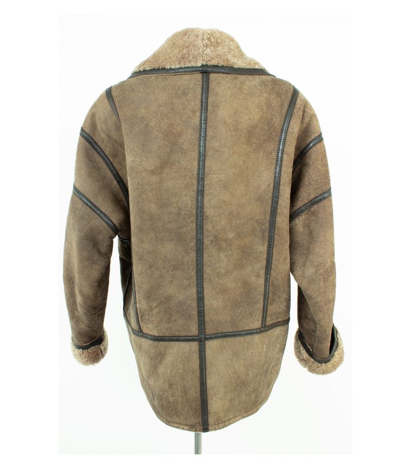 Christ Lammfelljacke Damen Echtfell Winterjacke Vintage Gr. XL Braun Leder – Foto 4