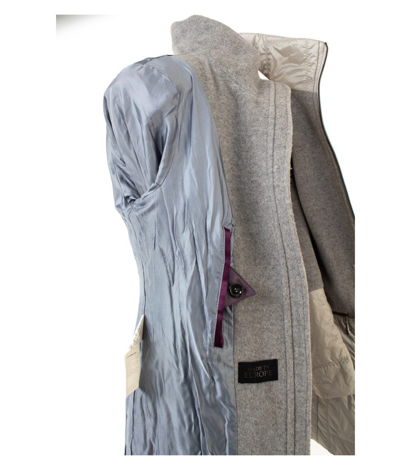 Saint Jacques Damen Mantel Wollmantel Materialmix Gr. 38 Grau Kaschmir – Foto 9