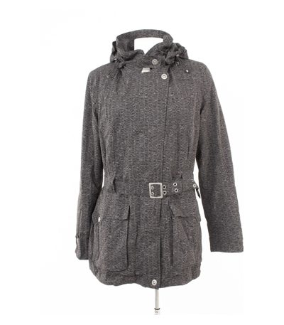 Schöffel Damen Jacke Funktionsjacke Parka Gemustert Gürtel Gr. 40 Grau