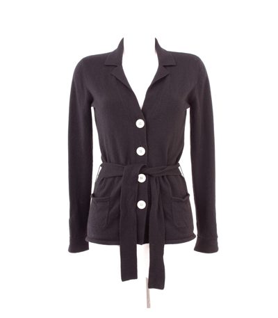Bogner Damen Strickjacke Gürtel Logo Gr. M (Geschätzt gemessen) Schwarz Wolle