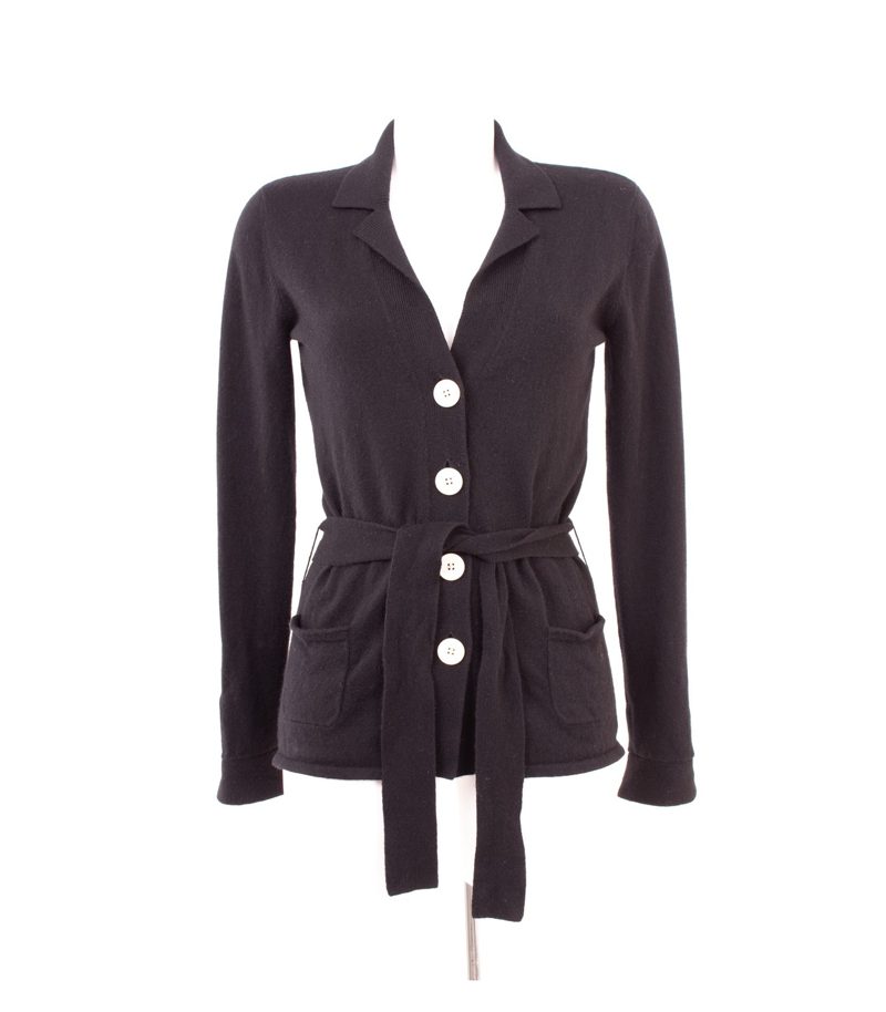 Bogner Damen Strickjacke Gürtel Logo Gr. M (Geschätzt gemessen) Schwarz Wolle – Foto 1