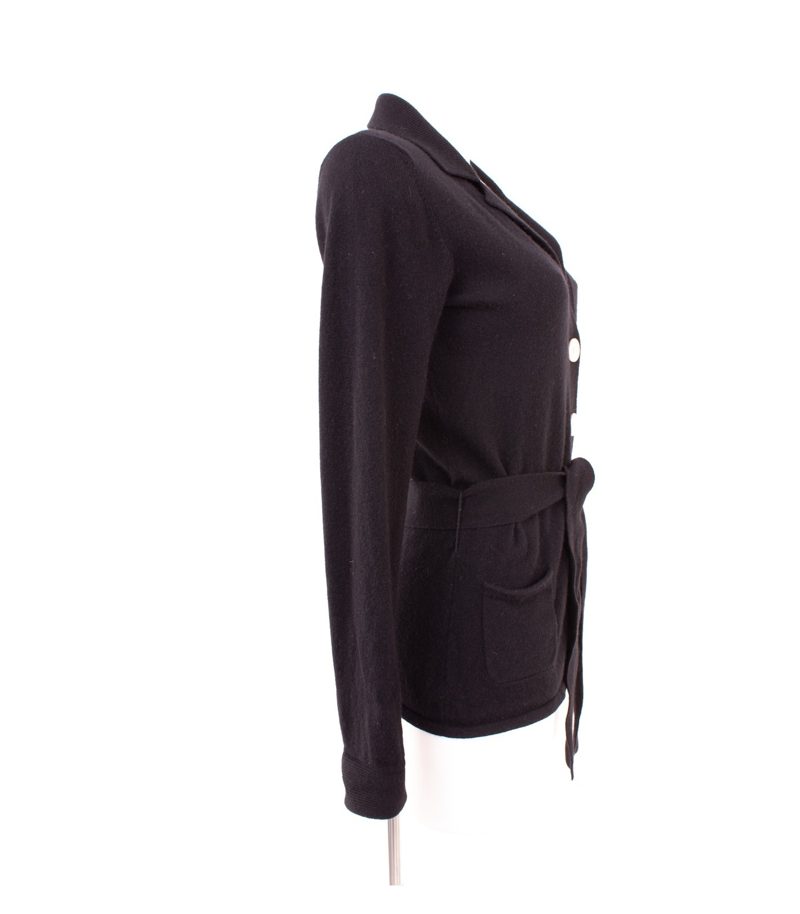 Bogner Damen Strickjacke Gürtel Logo Gr. M (Geschätzt gemessen) Schwarz Wolle – Foto 2