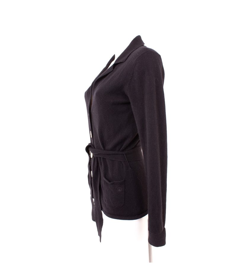 Bogner Damen Strickjacke Gürtel Logo Gr. M (Geschätzt gemessen) Schwarz Wolle – Foto 3