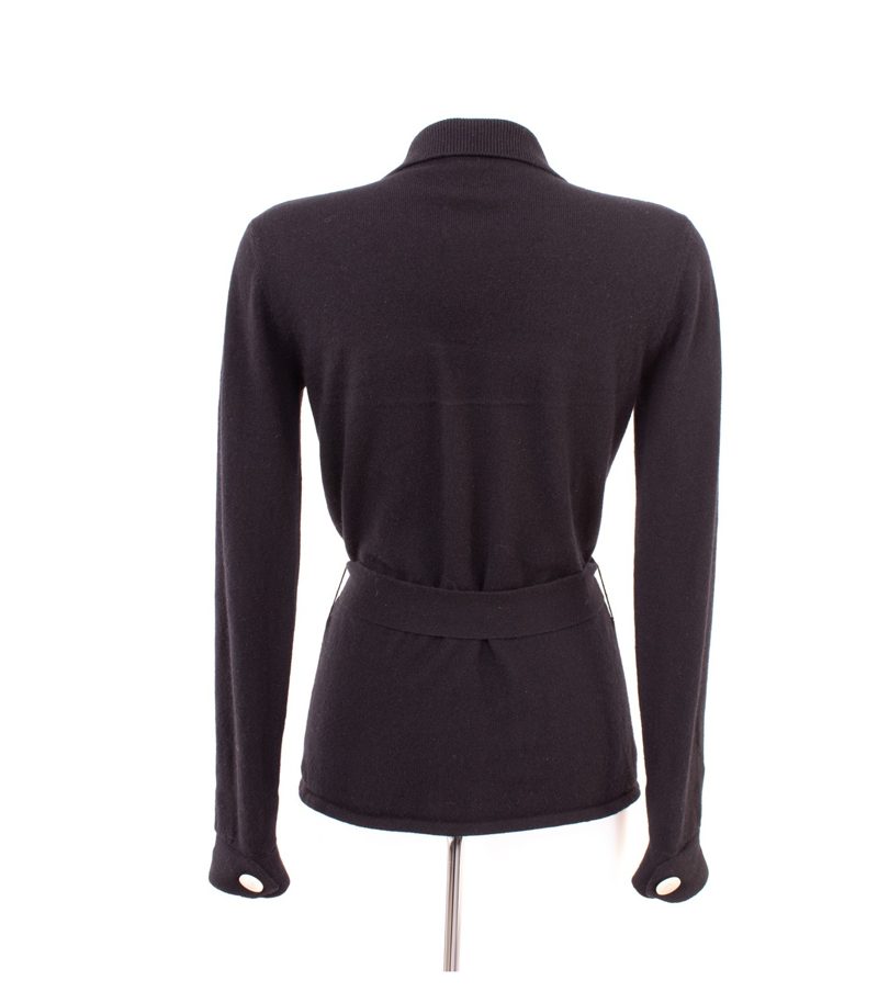 Bogner Damen Strickjacke Gürtel Logo Gr. M (Geschätzt gemessen) Schwarz Wolle – Foto 4
