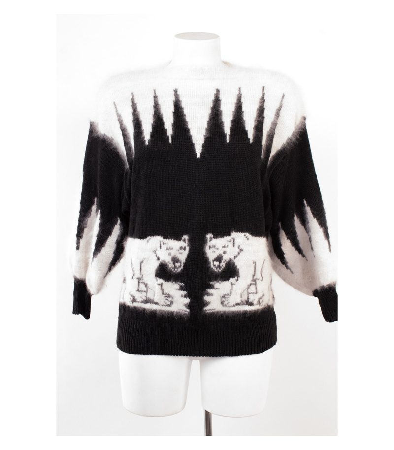 mfc Damen Pullover Eisbär Gr. M (Geschätzt gemessen) Schwarz Angora Wolle – Foto 1