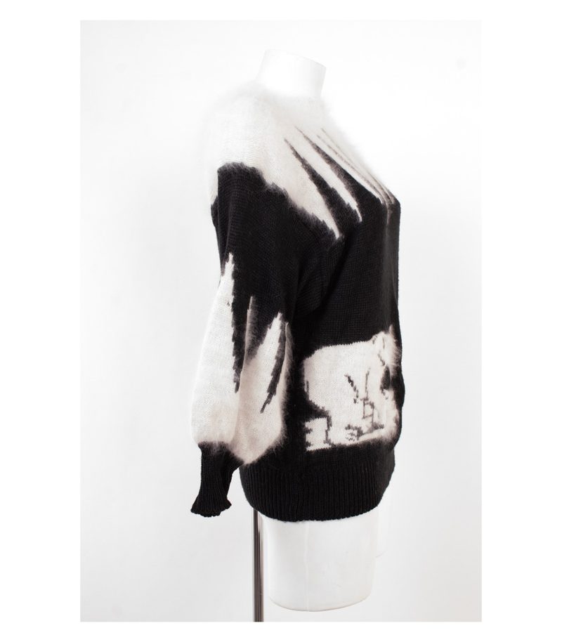 mfc Damen Pullover Eisbär Gr. M (Geschätzt gemessen) Schwarz Angora Wolle – Foto 2