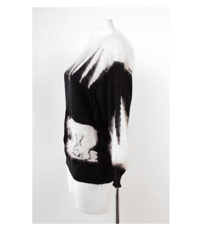 mfc Damen Pullover Eisbär Gr. M (Geschätzt gemessen) Schwarz Angora Wolle – Foto 3