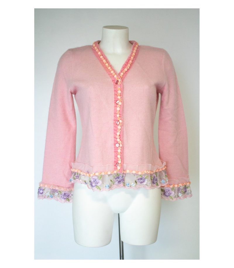 Siggi Spiegelburg Damen Strickjacke Cardigan 100% Spitze Gr. S Rosa Kaschmir – Foto 1