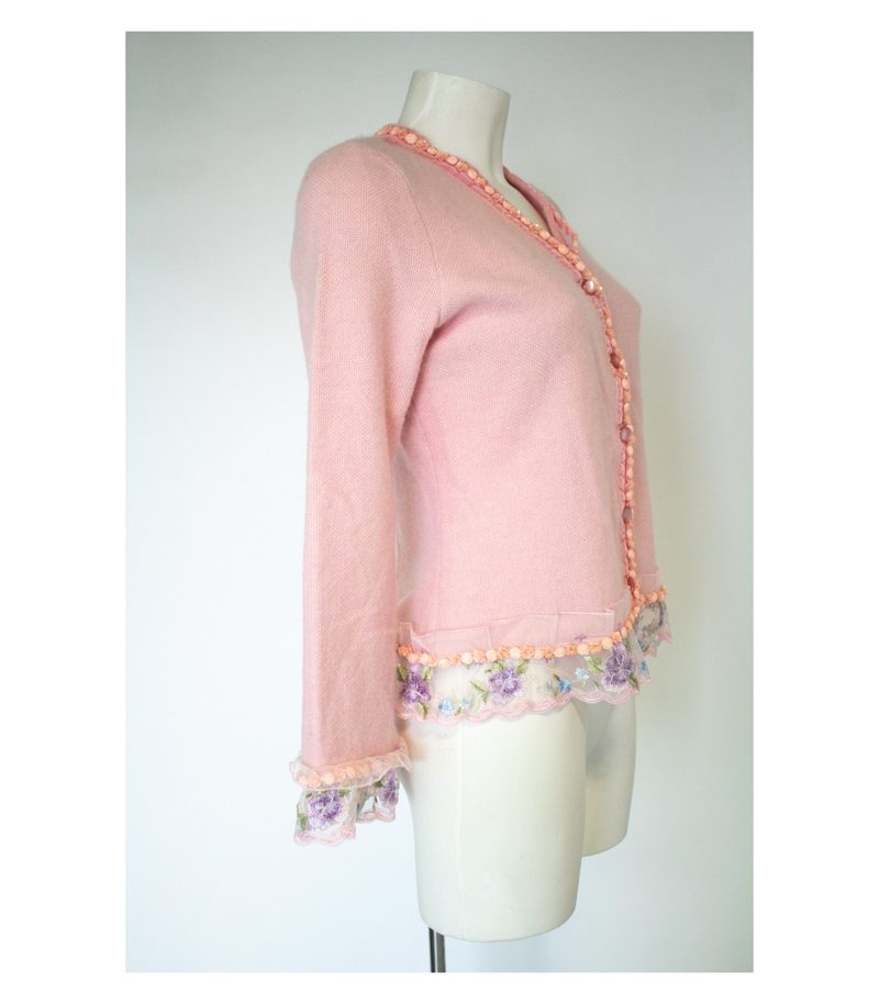 Siggi Spiegelburg Damen Strickjacke Cardigan 100% Spitze Gr. S Rosa Kaschmir – Foto 2
