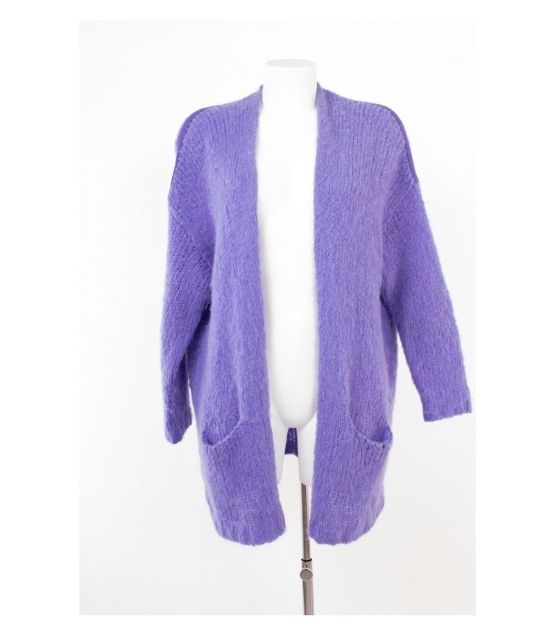 American Vintage Damen Strickjacke Cardigan Oversized Gr. XS/S Lila Alpaka Wolle – Foto 1