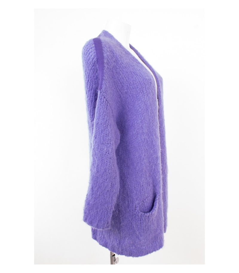 American Vintage Damen Strickjacke Cardigan Oversized Gr. XS/S Lila Alpaka Wolle – Foto 2