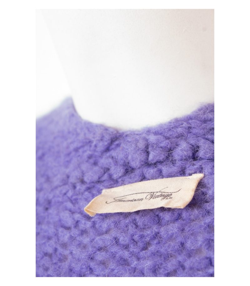 American Vintage Damen Strickjacke Cardigan Oversized Gr. XS/S Lila Alpaka Wolle – Foto 7