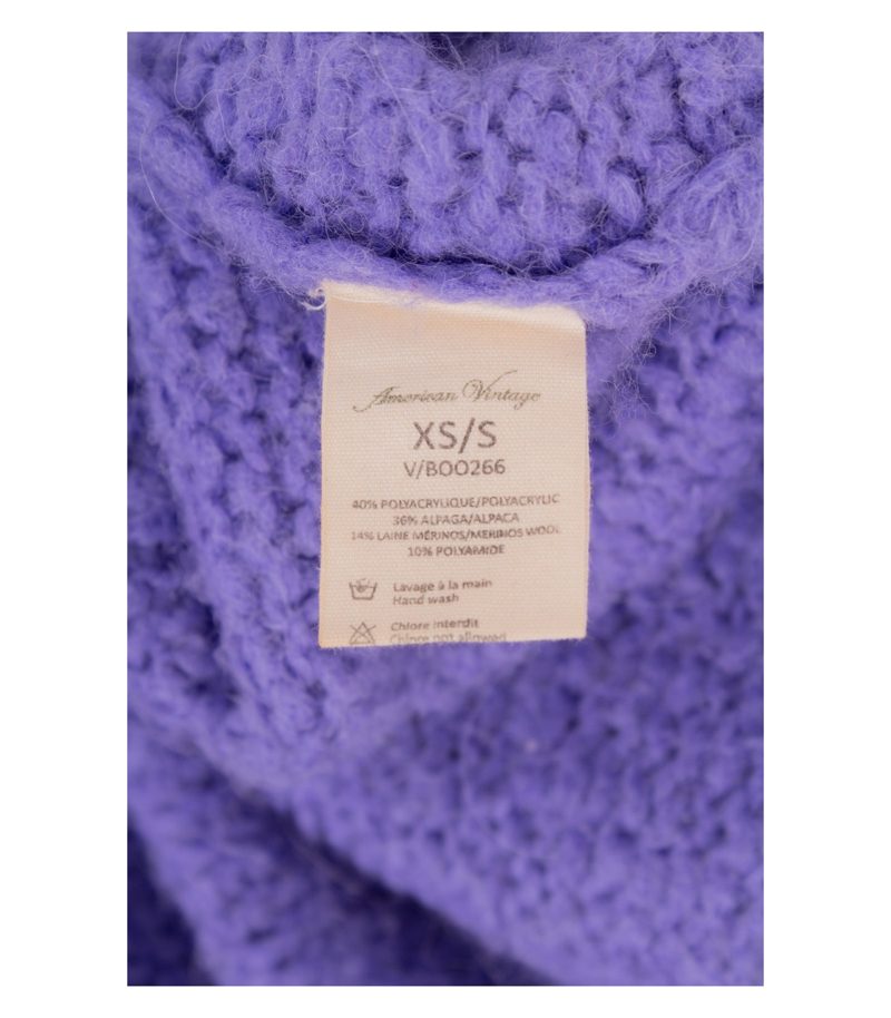 American Vintage Damen Strickjacke Cardigan Oversized Gr. XS/S Lila Alpaka Wolle – Foto 8