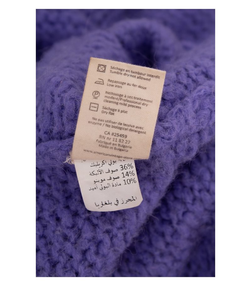 American Vintage Damen Strickjacke Cardigan Oversized Gr. XS/S Lila Alpaka Wolle – Foto 9