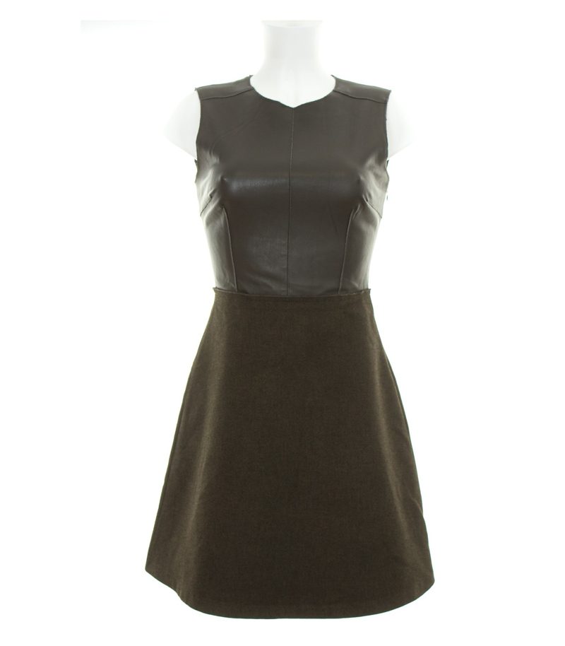 ZARA Damen Kleid Etuikleid Gr. XS A-Linie Oliv – Foto 1