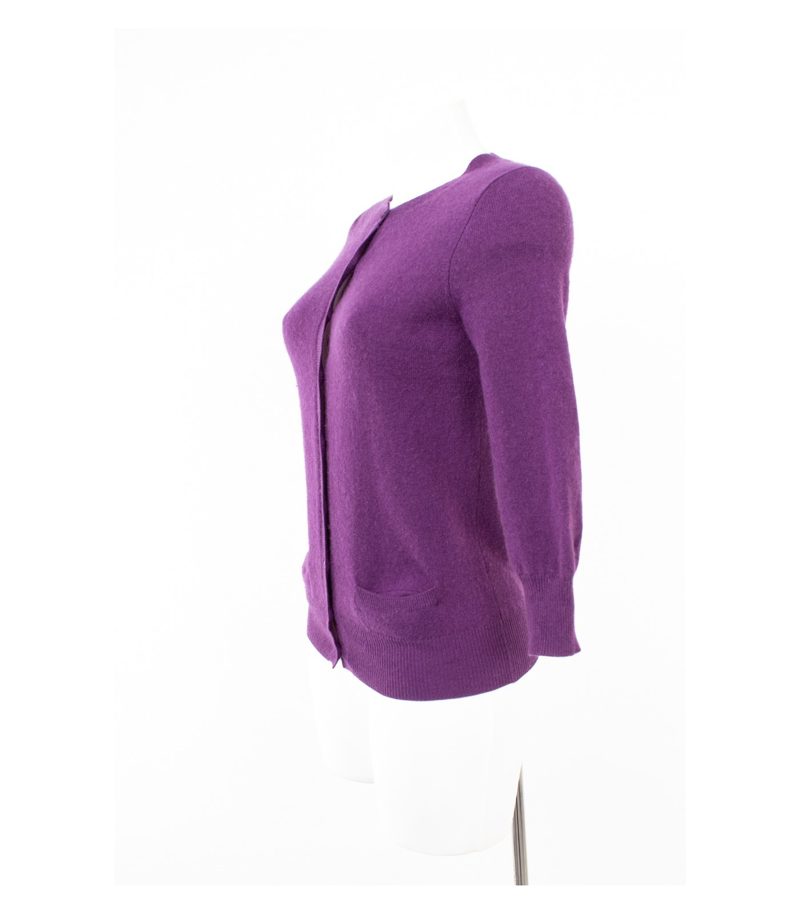 Zara Damen Strickjacke Cardigan 100% Rundhals Weich Gr. S Lila Knit Kaschmir – Foto 3