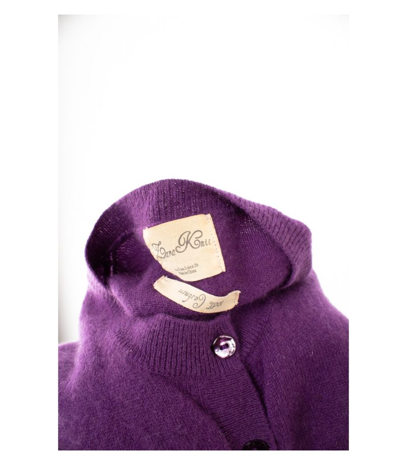Zara Damen Strickjacke Cardigan 100% Rundhals Weich Gr. S Lila Knit Kaschmir – Foto 5