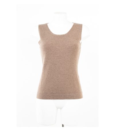 Maendler München Stricktop Damen Top Rundhals Weich Gr. 38 Braun Wolle Kaschmir