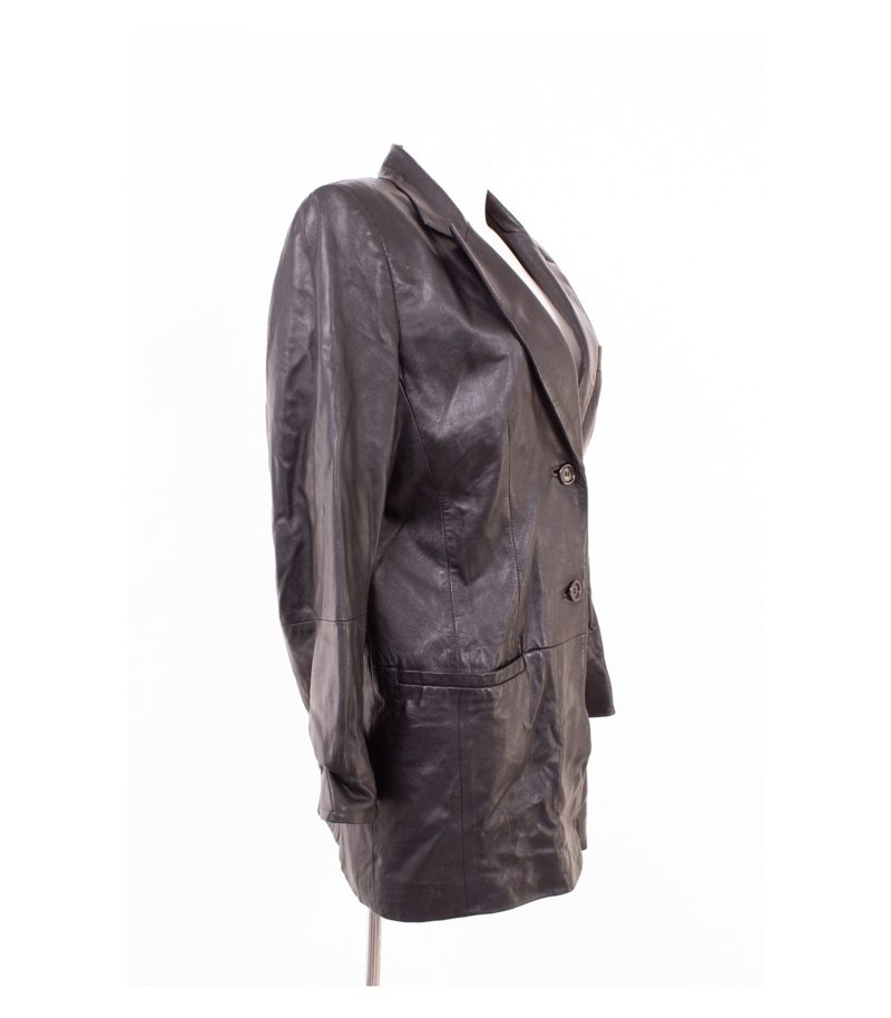 Polar Leder Damen Jacke Lederblazer Vintage Gr. 40 Schwarz Leder – Foto 2
