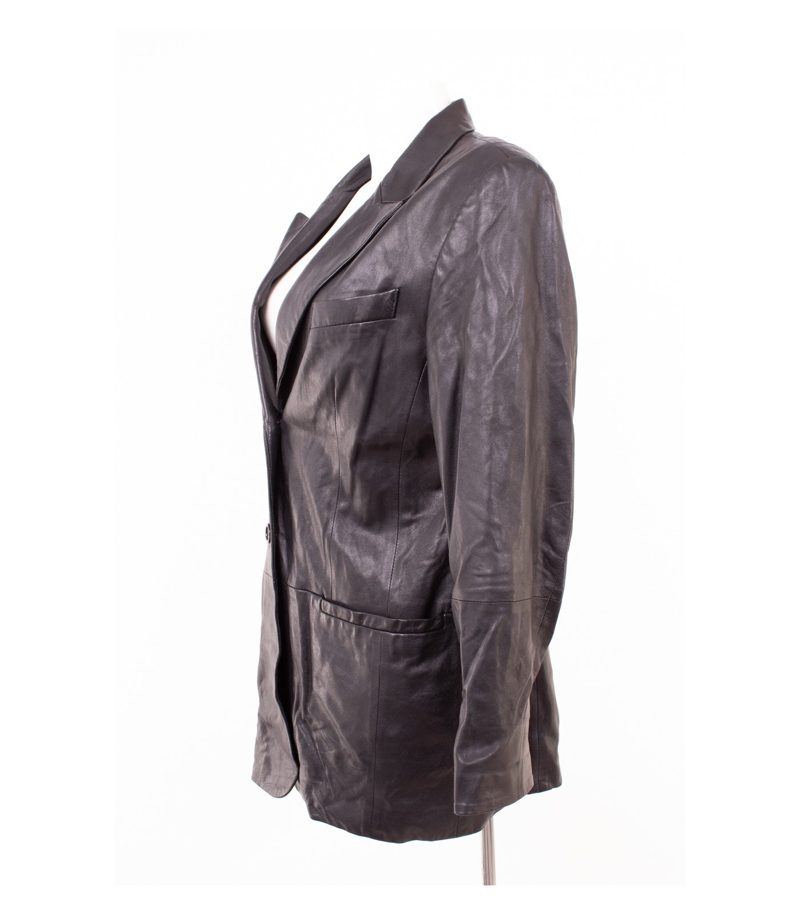 Polar Leder Damen Jacke Lederblazer Vintage Gr. 40 Schwarz Leder – Foto 3