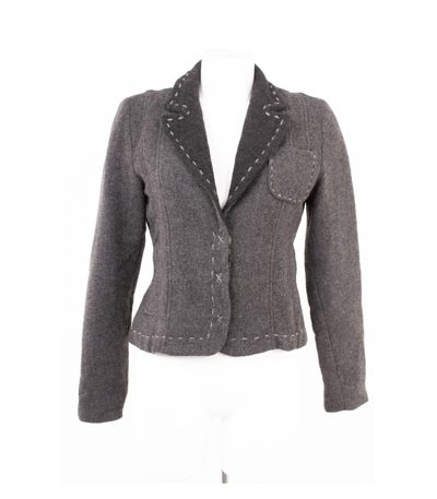 IQ+ Berlin Damen Blazer Janker Walk Gr. 38 Grau Wolle Viskose