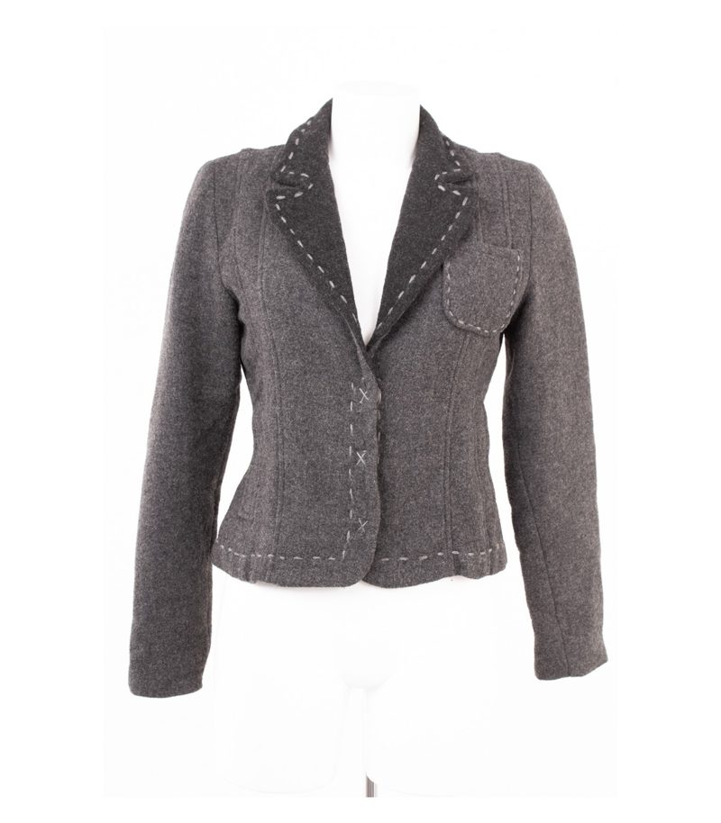 IQ+ Berlin Damen Blazer Janker Walk Gr. 38 Grau Wolle Viskose – Foto 1