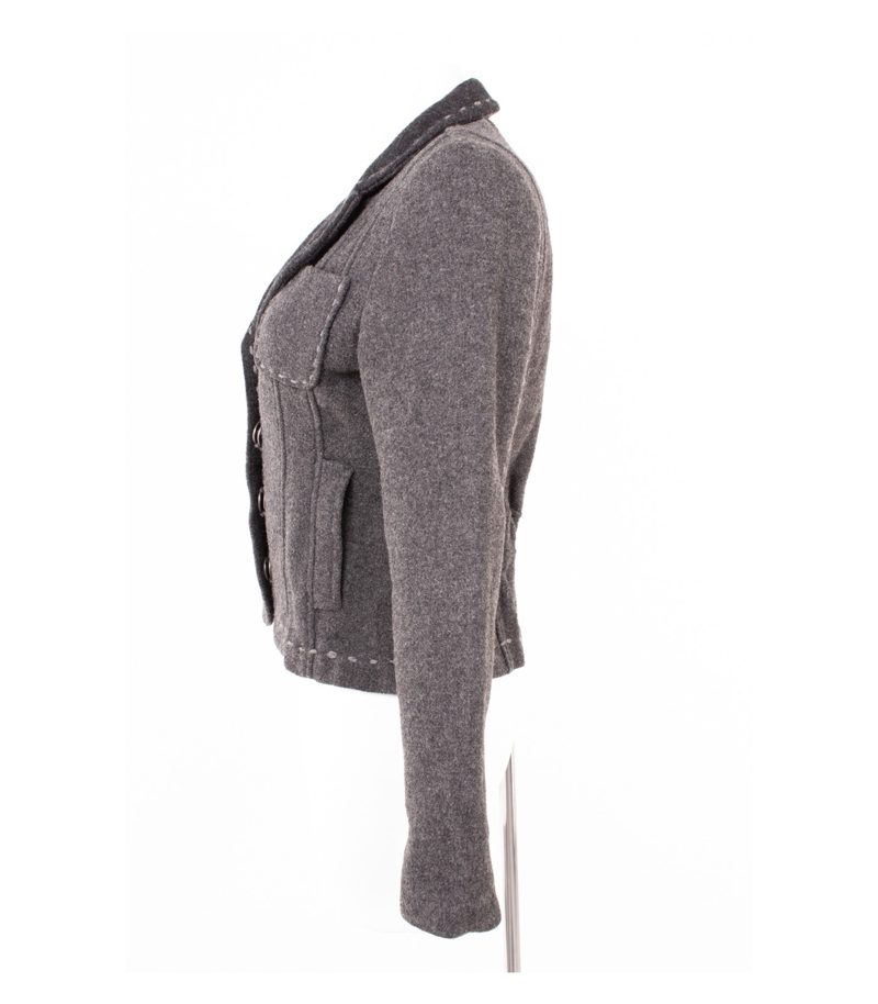 IQ+ Berlin Damen Blazer Janker Walk Gr. 38 Grau Wolle Viskose – Foto 3