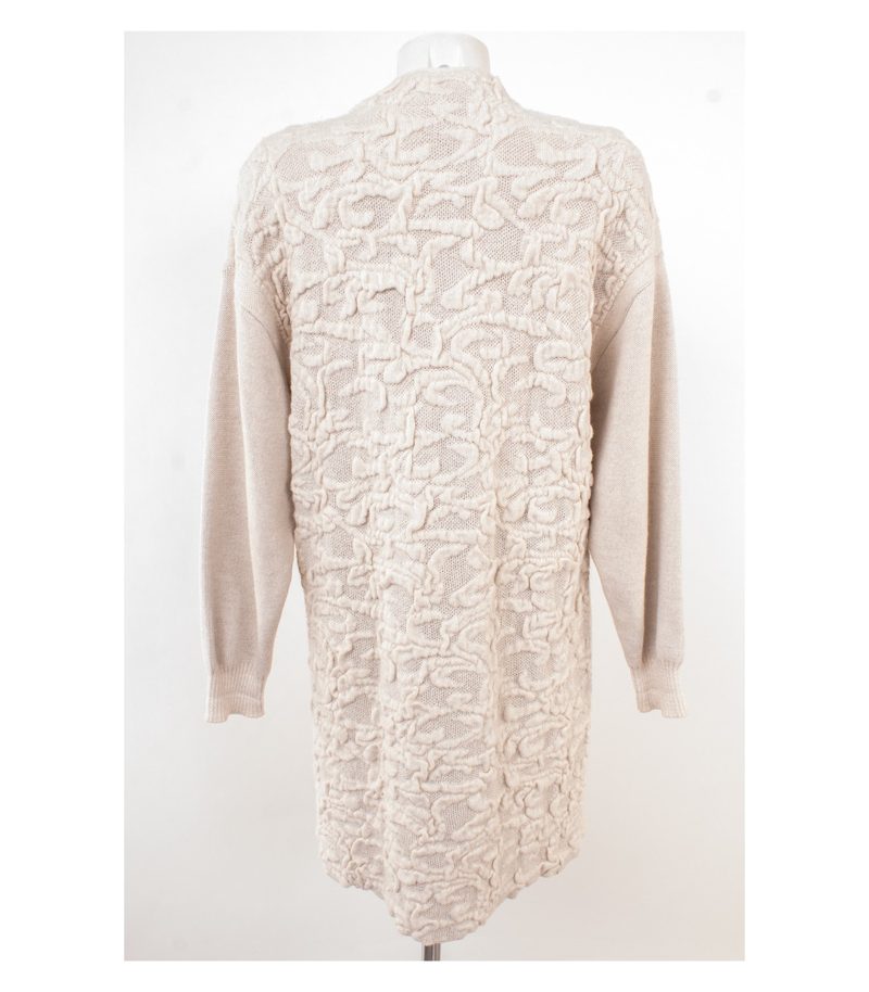 KRISS SWEDEN Damen Strickmantel Cardigan Strukturstrick Lang Gr. L Beige – Foto 4