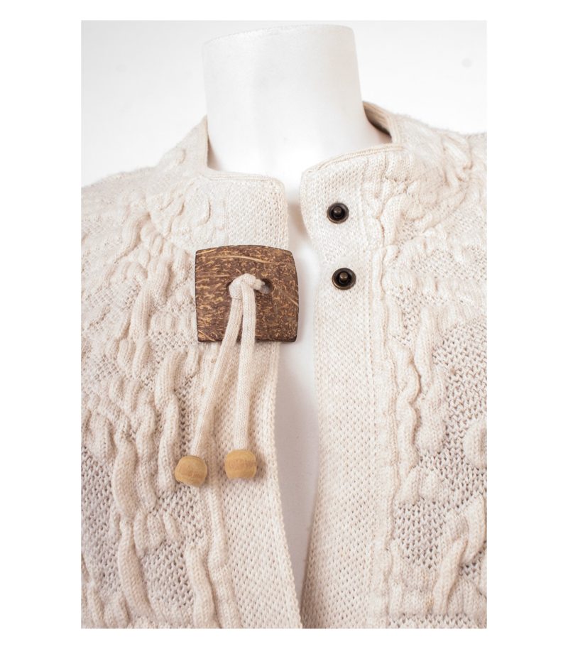 KRISS SWEDEN Damen Strickmantel Cardigan Strukturstrick Lang Gr. L Beige – Foto 5
