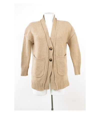 JcSophie Damen Strickjacke Cardigan Merinowolle RWS Taschen Gr. L Beige