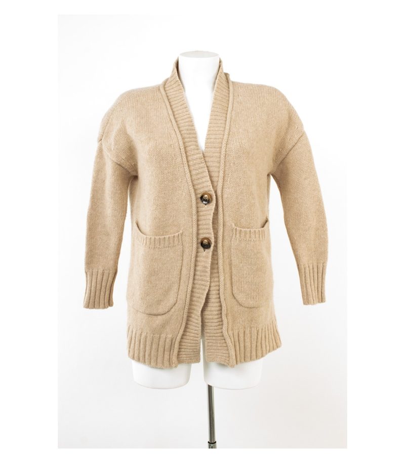 JcSophie Damen Strickjacke Cardigan Merinowolle RWS Taschen Gr. L Beige – Foto 1