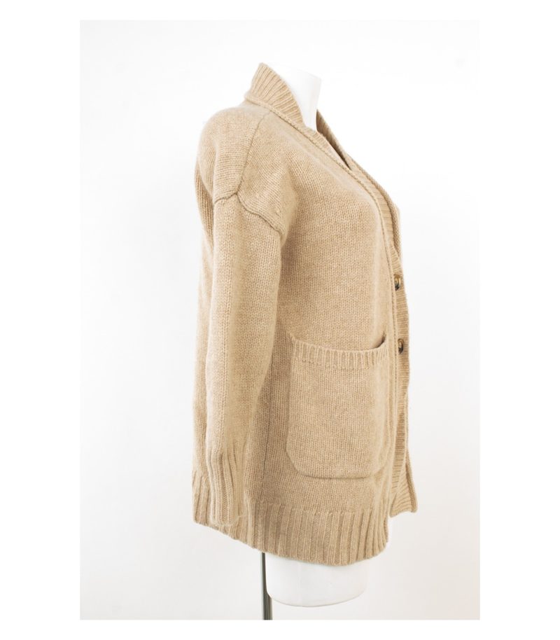JcSophie Damen Strickjacke Cardigan Merinowolle RWS Taschen Gr. L Beige – Foto 2