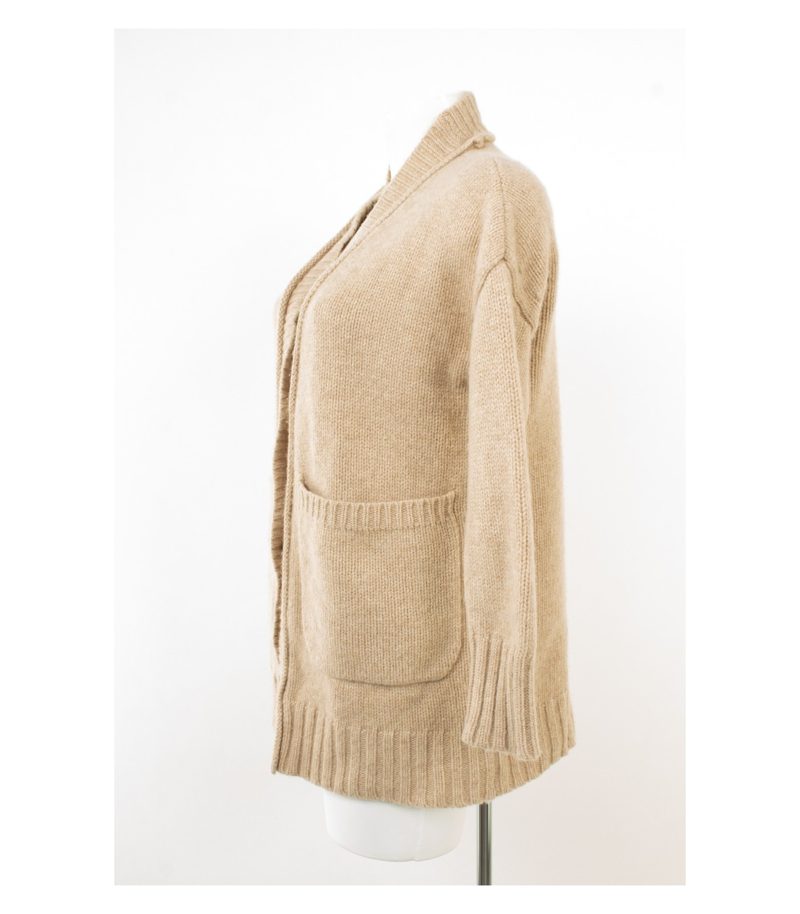 JcSophie Damen Strickjacke Cardigan Merinowolle RWS Taschen Gr. L Beige – Foto 3