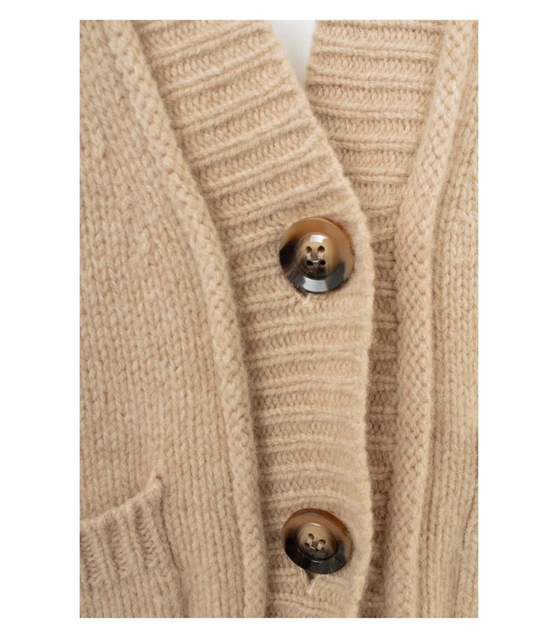 JcSophie Damen Strickjacke Cardigan Merinowolle RWS Taschen Gr. L Beige – Foto 5