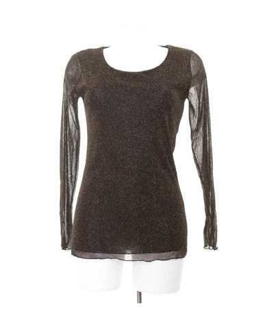 Bottega Damen Langarmshirt Shirt Gr. M Longsleeves Abendshirt Schwarz Gold