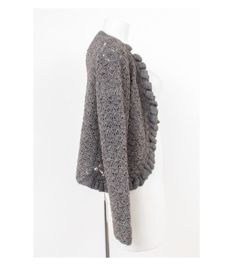 Tendresse Bolero Damen Strickjacke Rüschen Gr. L Grau Mohair Alpaka – Foto 2