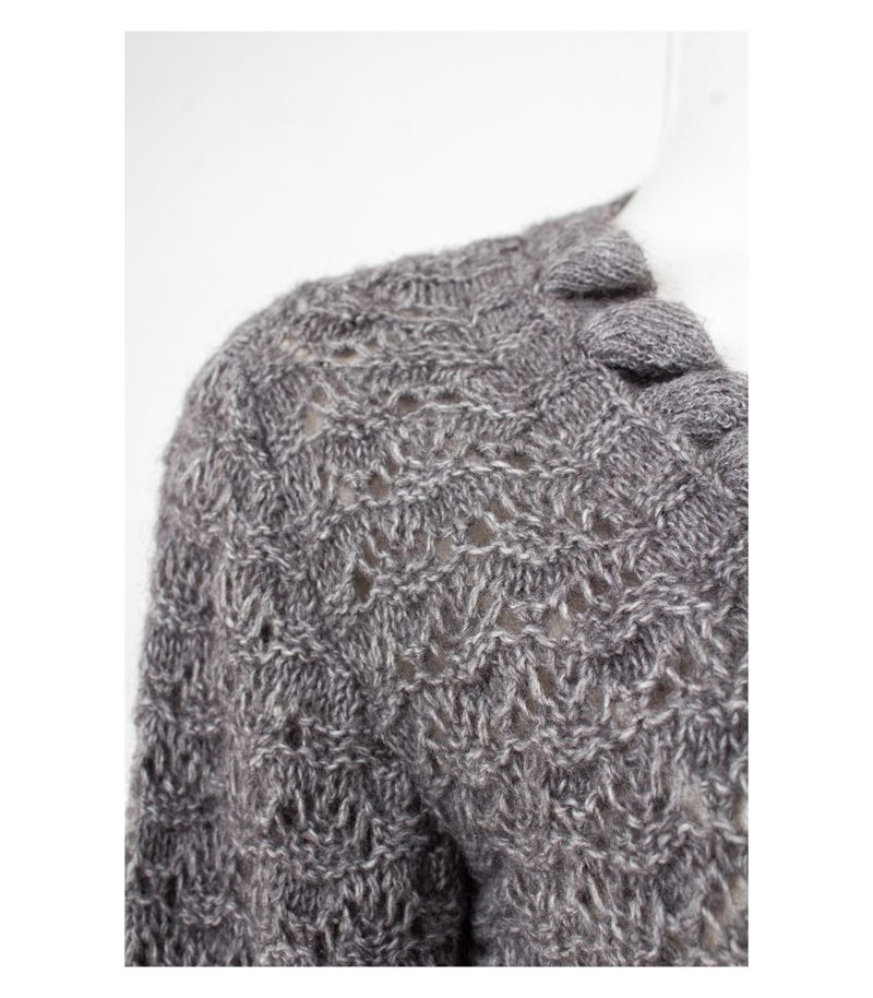 Tendresse Bolero Damen Strickjacke Rüschen Gr. L Grau Mohair Alpaka – Foto 5