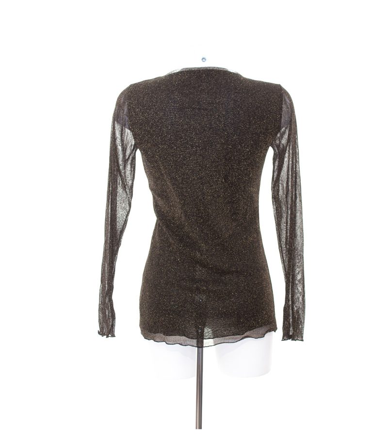 Bottega Damen Langarmshirt Shirt Gr. M Longsleeves Abendshirt Schwarz Gold – Foto 3