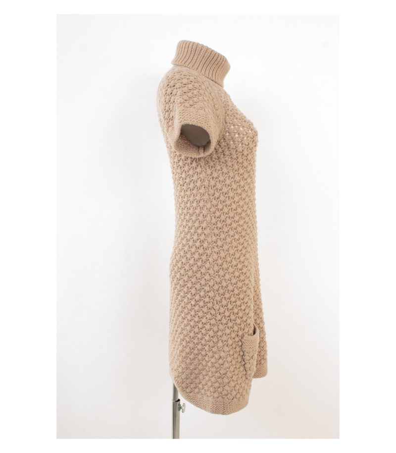 Frog Box Damen Strickkleid Grobstrick Rollkragen Gr. S Beige Wolle – Foto 2