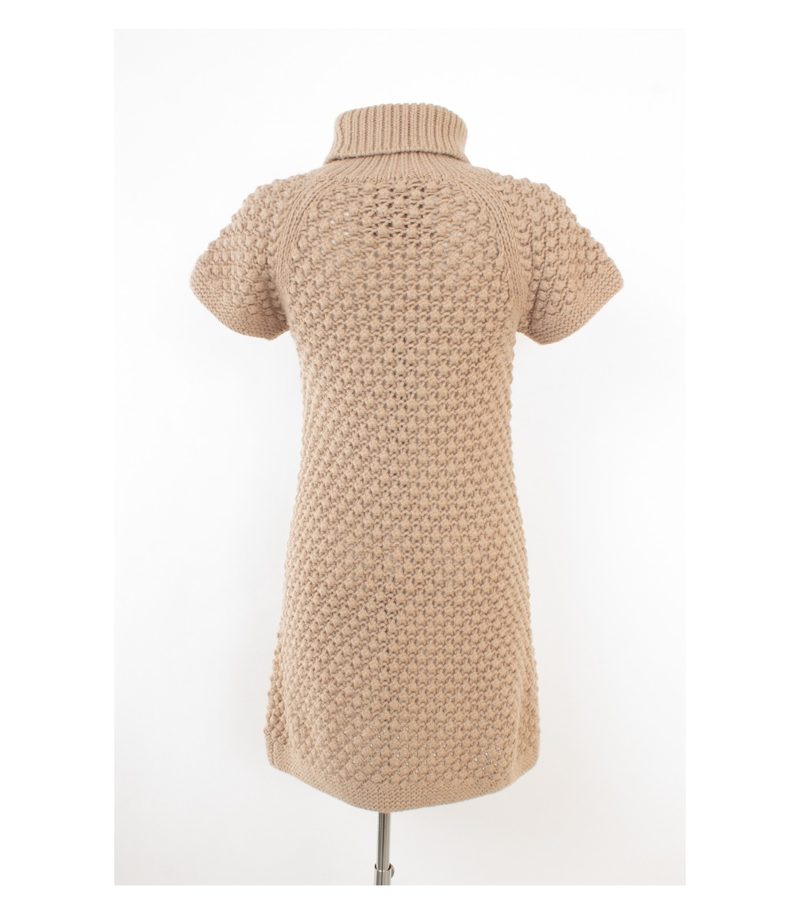 Frog Box Damen Strickkleid Grobstrick Rollkragen Gr. S Beige Wolle – Foto 4