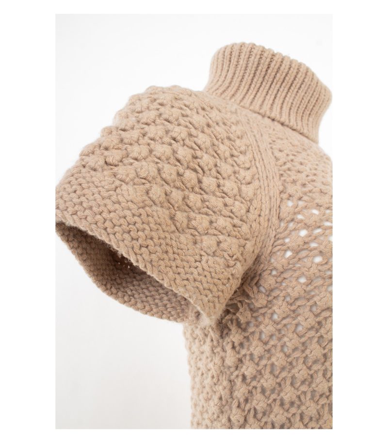 Frog Box Damen Strickkleid Grobstrick Rollkragen Gr. S Beige Wolle – Foto 5