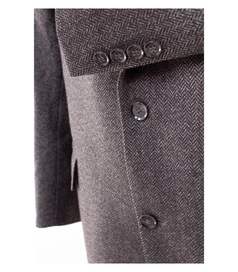 Burberry London Herren Sakko Blazer Fischgrat Gr. 26 (Kurzgröße) Grau Wolle – Foto 5