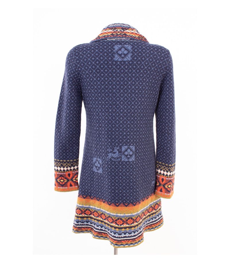 IVKO Damen Strickjacke Longjacke Muster Reißverschluss Gr. 38 Marineblau Wolle – Foto 4