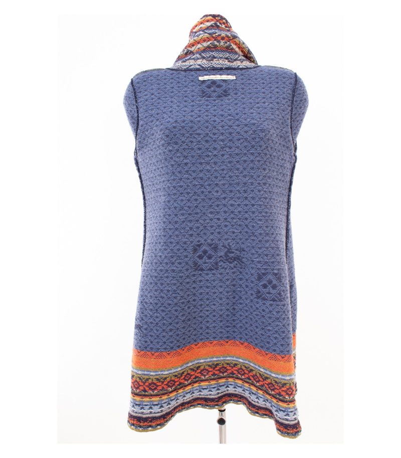 IVKO Damen Strickjacke Longjacke Muster Reißverschluss Gr. 38 Marineblau Wolle – Foto 6