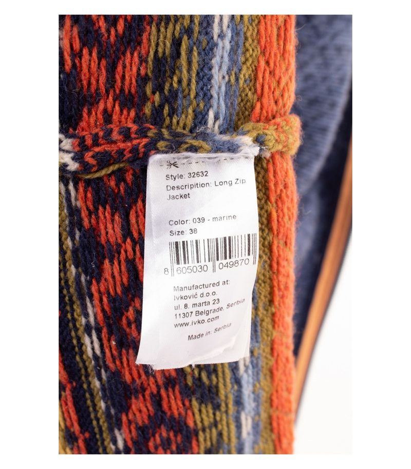 IVKO Damen Strickjacke Longjacke Muster Reißverschluss Gr. 38 Marineblau Wolle – Foto 8