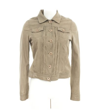 CLOSED Damen Lederjacke Gelbgrau Gr. S