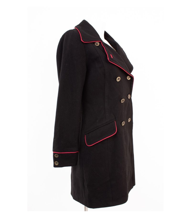 Sarah Kern Damen Mantel Military Paspelierung Gr. 36 Schwarz Wolle Neu – Foto 2
