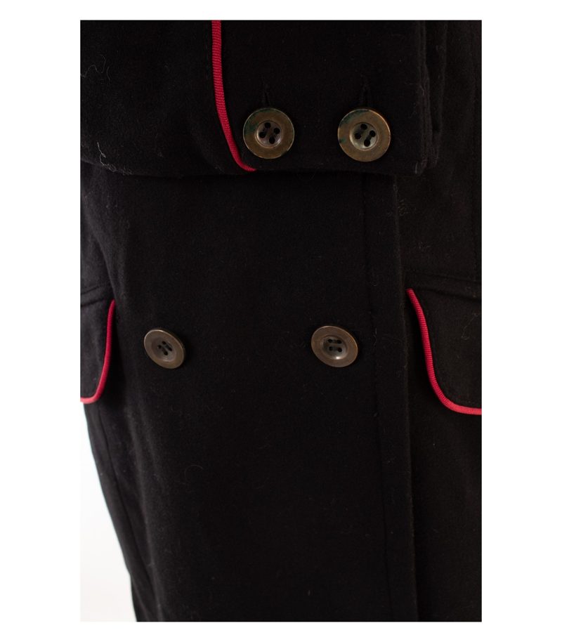 Sarah Kern Damen Mantel Military Paspelierung Gr. 36 Schwarz Wolle Neu – Foto 5