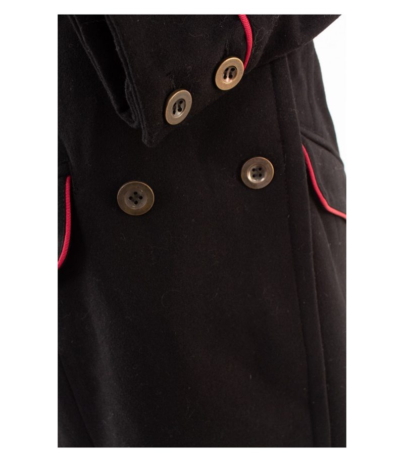 Sarah Kern Damen Mantel Military Paspelierung Gr. 36 Schwarz Wolle Neu – Foto 6